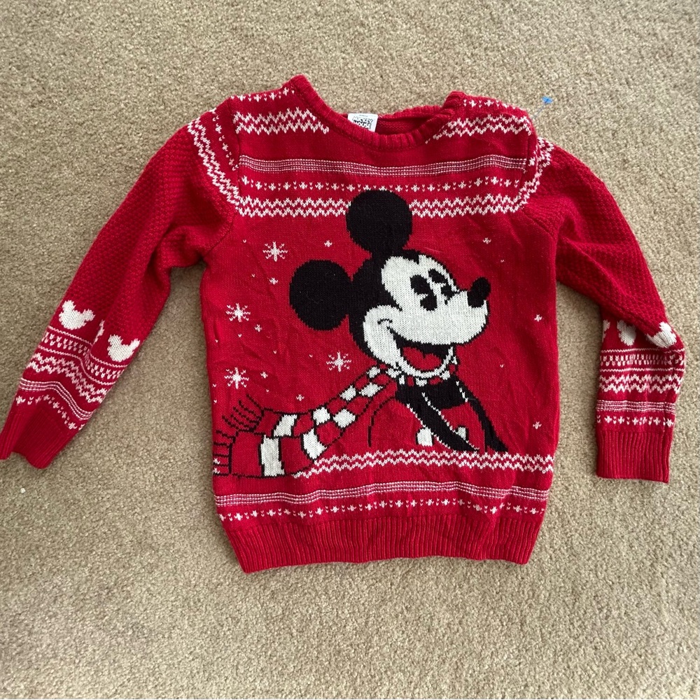 Disney by Next Vibrant Red Knit Mickey Mouse Kid's Sweater Size 6-7 - Picture 11 of 12
